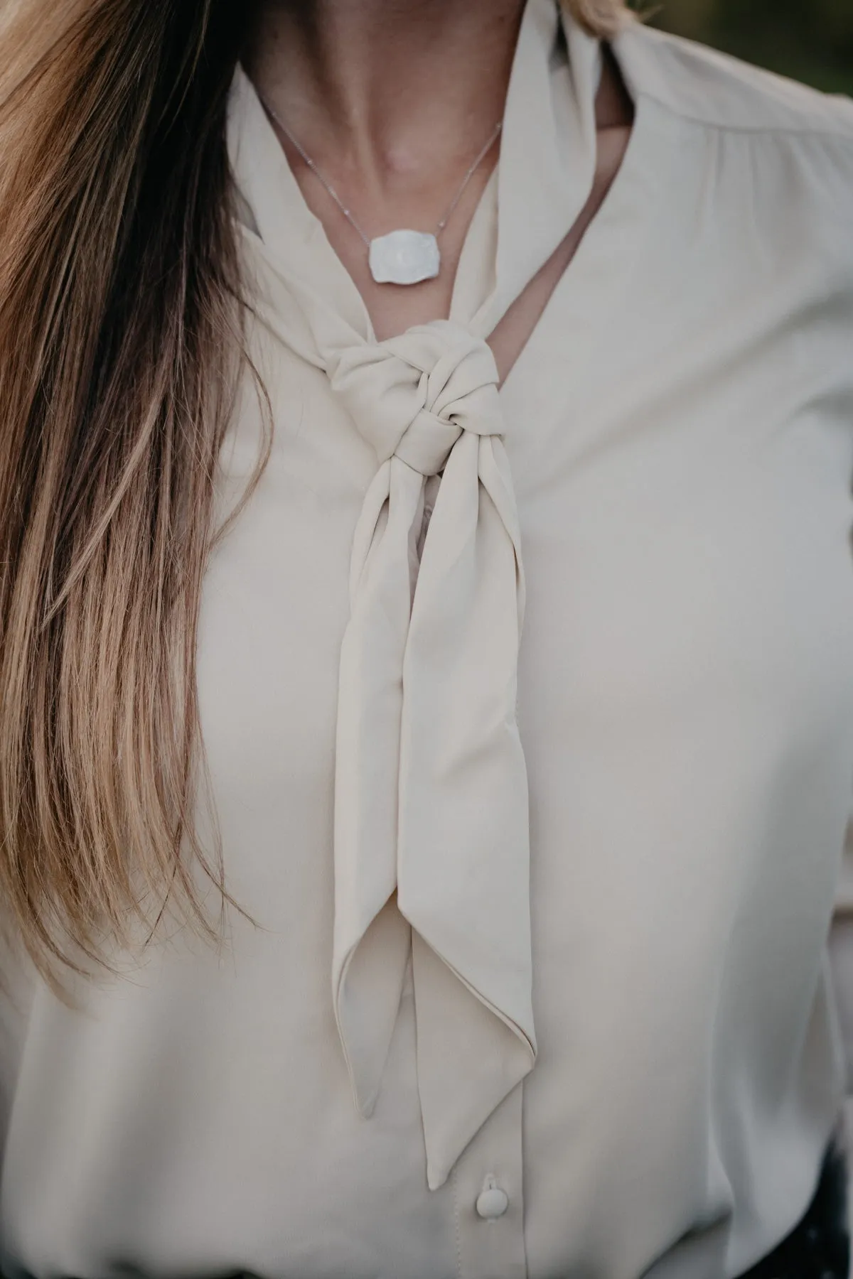 'Reece' Ivory Blouse with Tie Detail by Stetson (M & L ONLY)