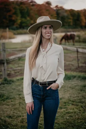 'Reece' Ivory Blouse with Tie Detail by Stetson (M & L ONLY)