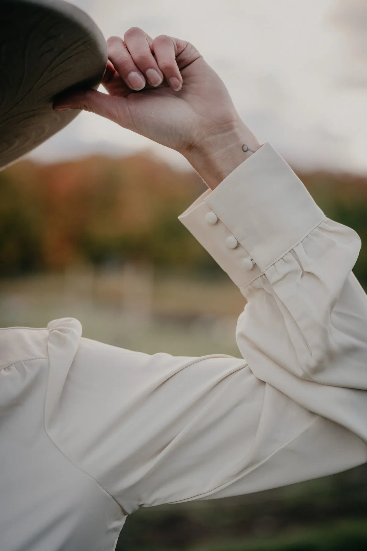 'Reece' Ivory Blouse with Tie Detail by Stetson (M & L ONLY)
