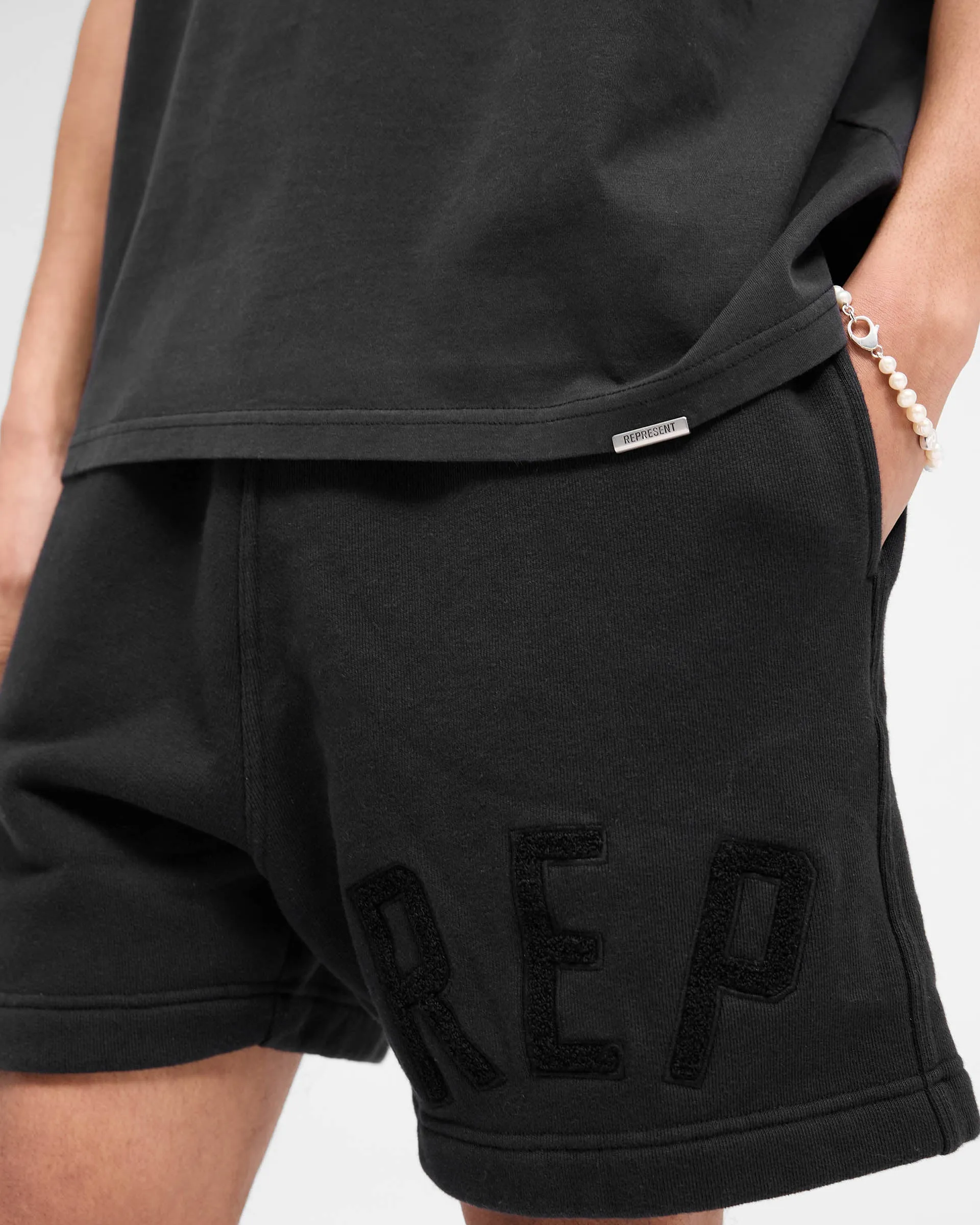 Rep Applique Shorts - Off Black