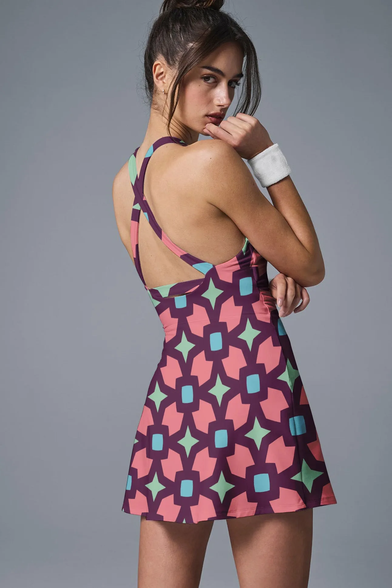 Retro Bloom Active Dress – Women's Racerback Tennis & Pickleball Skirt Dress