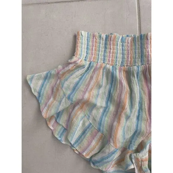 Revolve Lovers   Friends Shorts Multicolor Striped Metallic Catalina