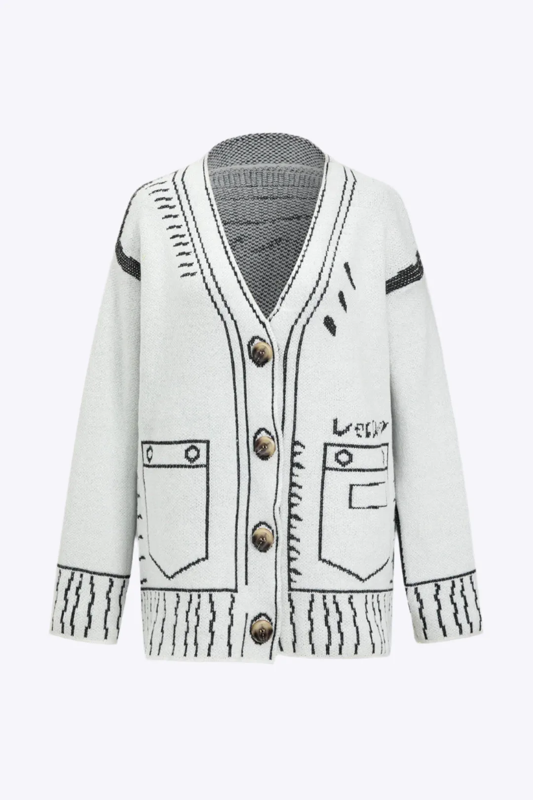 Rita - Timeless Line Pattern Woman's Sweater Cardigan