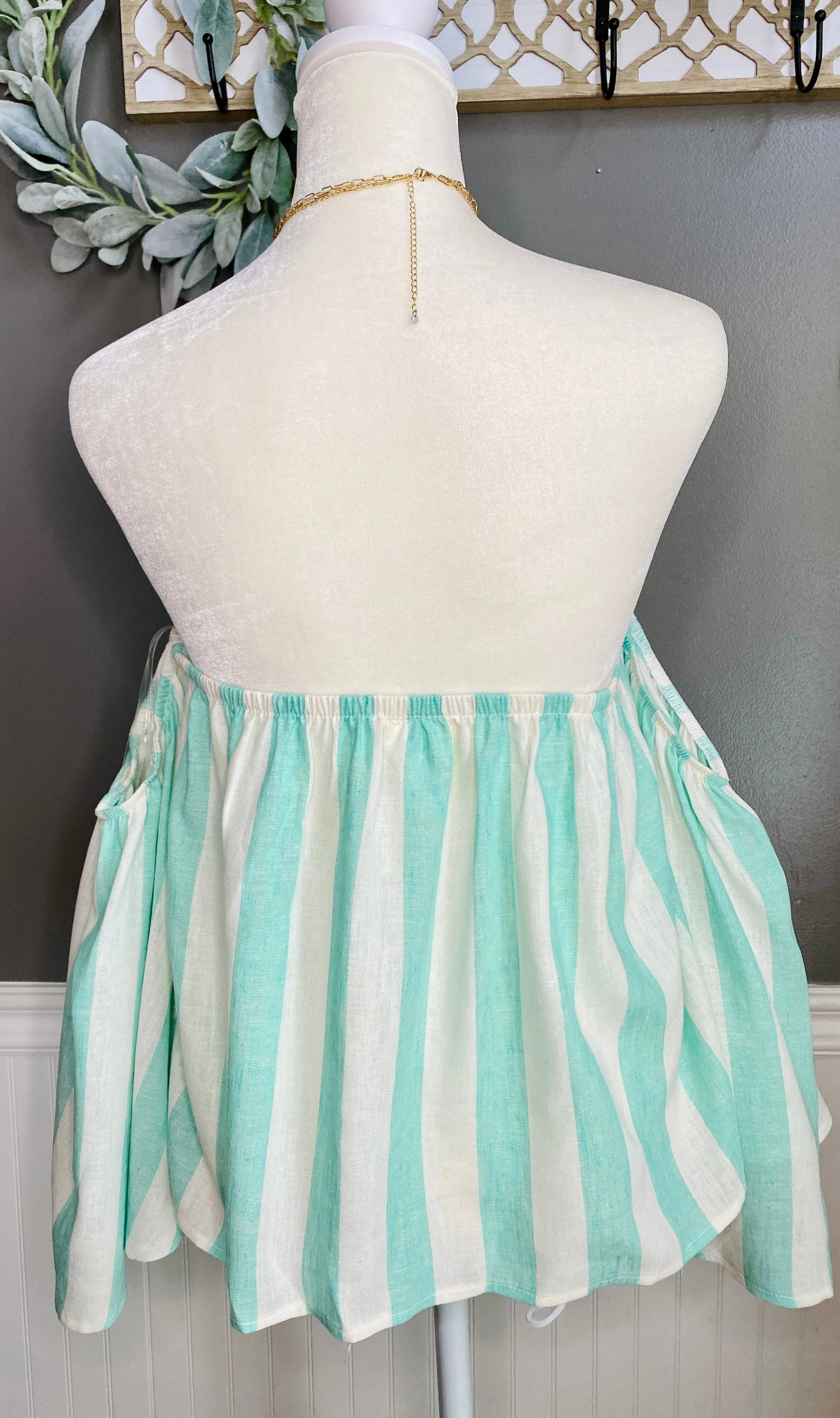 Rolling Into Summer Off The Shoulder Striped Linen Top