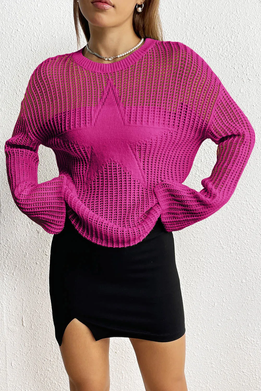 Rose Seeing Stars Oversized Sweater
