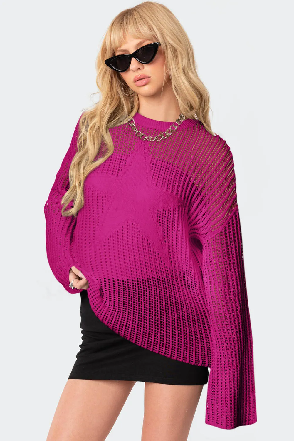 Rose Seeing Stars Oversized Sweater