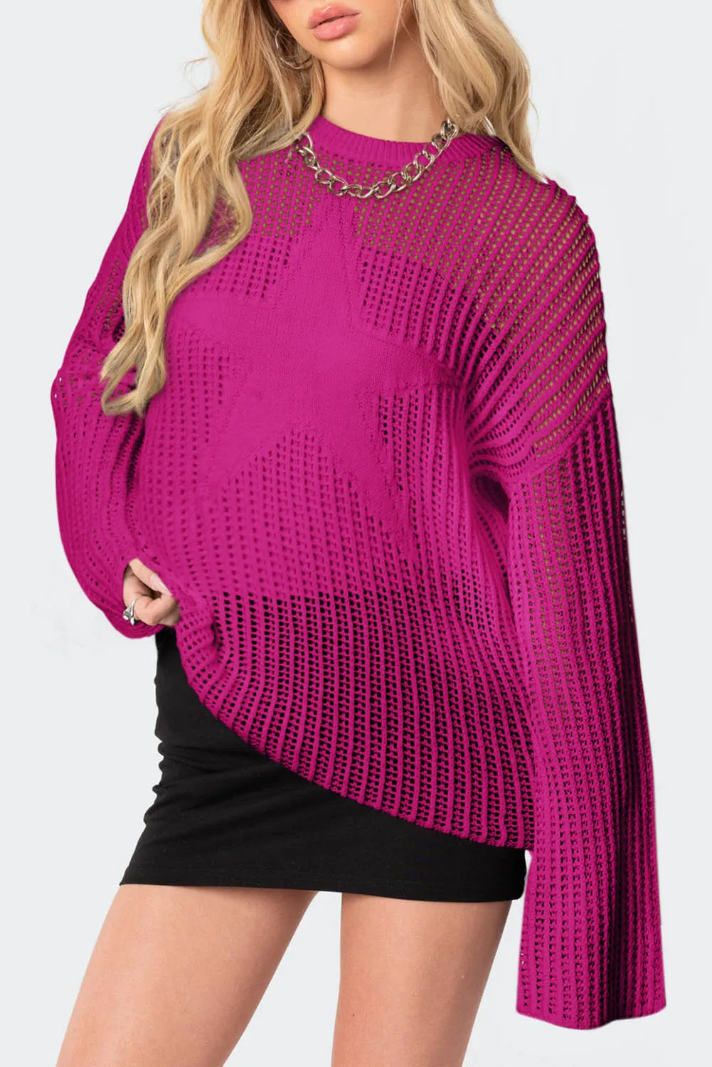 Rose Seeing Stars Oversized Sweater