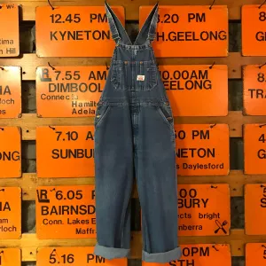 Round House Denim 90’s Vintage Mens Blue Denim Long Overalls Made in USA