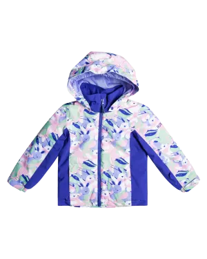 Roxy Girls' 2-7 Snowy Tale Technical Snow Jacket - Bright White / Mountains Locals