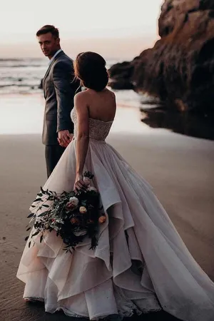 Roycebridal Ball Gown Sweetheart Beaded Tiered Skirt Wedding Dresses, Bridal Gown, MW579