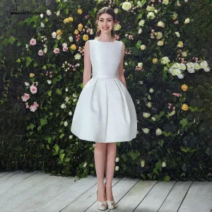 Roycebridal Short Satin Wedding Dress Simple Wedding Party Dresses