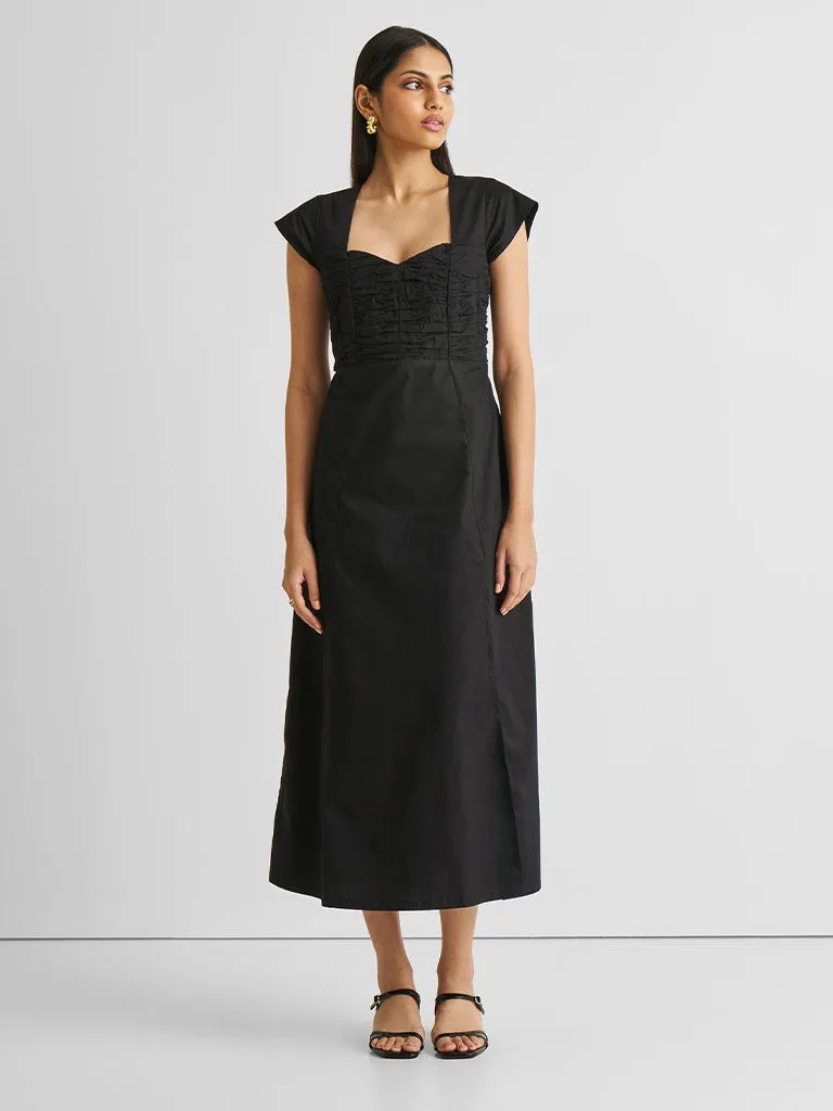 Ruched Dress with Front Slit
