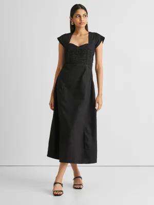 Ruched Dress with Front Slit