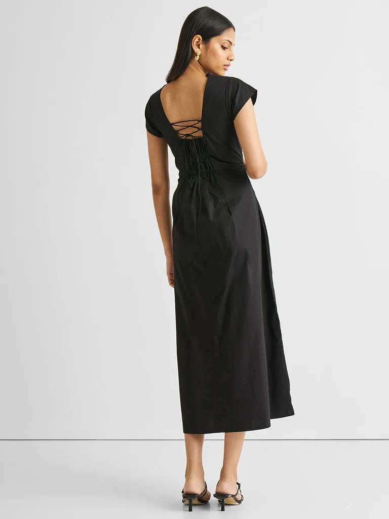 Ruched Dress with Front Slit
