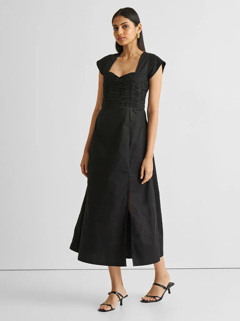 Ruched Dress with Front Slit