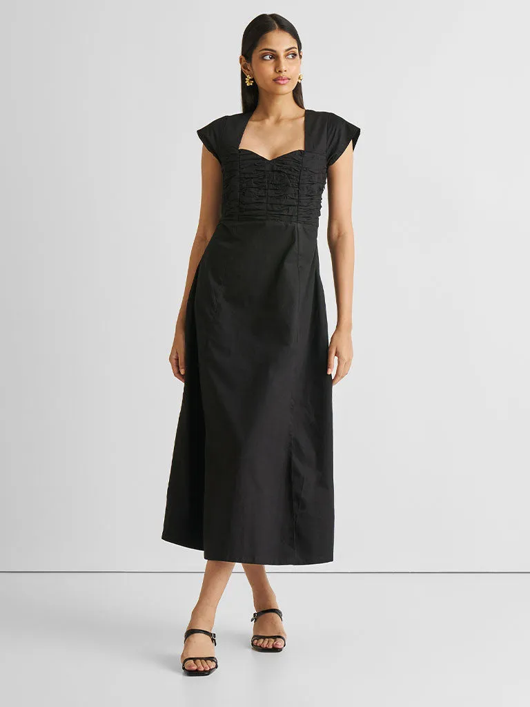 Ruched Dress with Front Slit