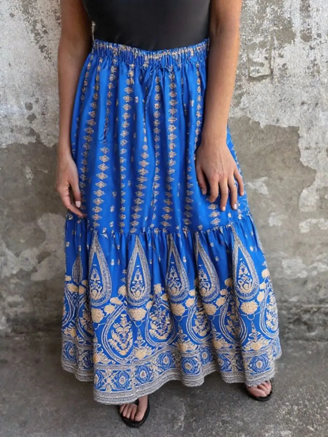 Ruffled Printed Maxi Skirt