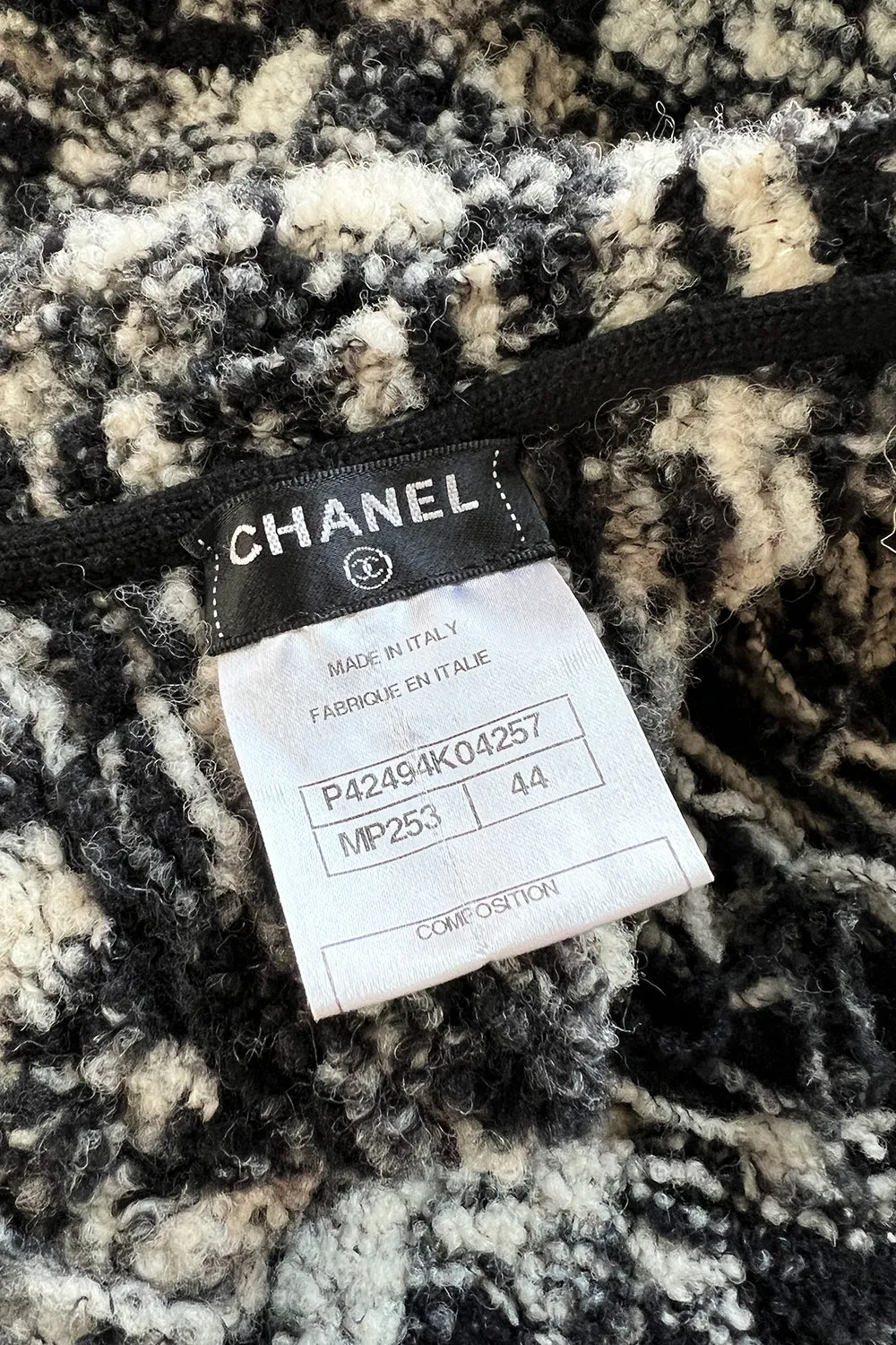Runway Fall 2011 Chanel by Karl Lagerfeld Black & Ivory Knit Dress w Fringed Open Back