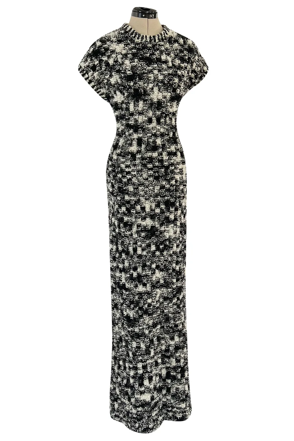 Runway Fall 2011 Chanel by Karl Lagerfeld Black & Ivory Knit Dress w Fringed Open Back