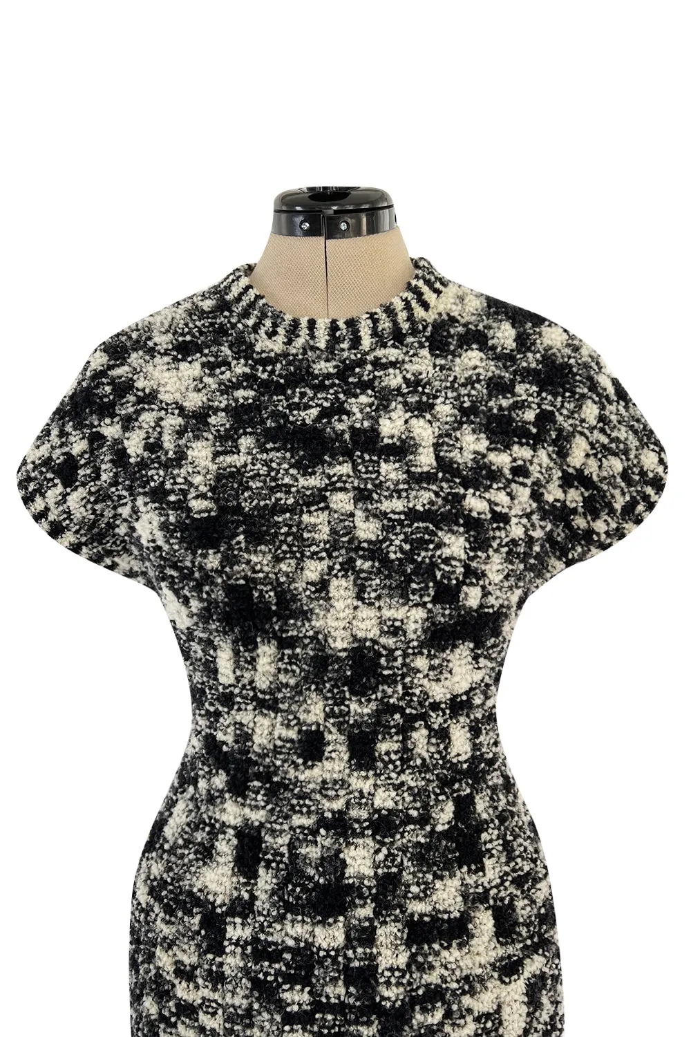 Runway Fall 2011 Chanel by Karl Lagerfeld Black & Ivory Knit Dress w Fringed Open Back