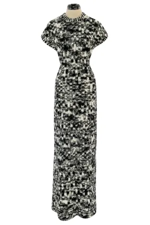 Runway Fall 2011 Chanel by Karl Lagerfeld Black & Ivory Knit Dress w Fringed Open Back