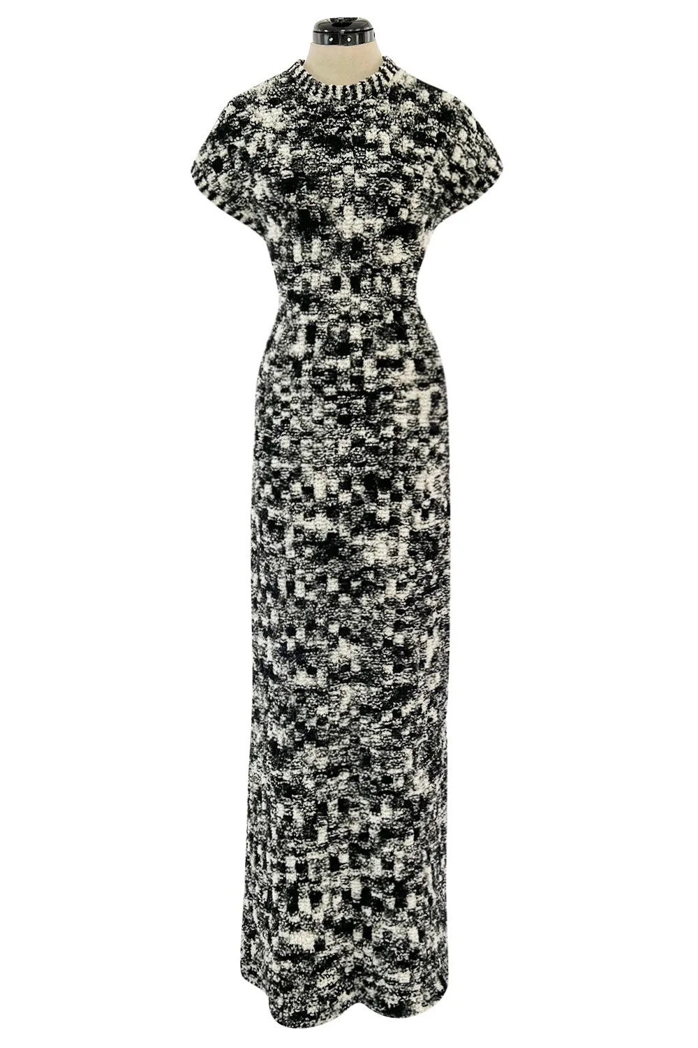 Runway Fall 2011 Chanel by Karl Lagerfeld Black & Ivory Knit Dress w Fringed Open Back