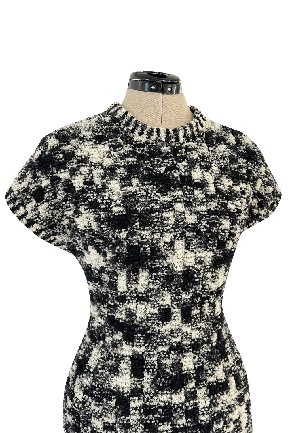 Runway Fall 2011 Chanel by Karl Lagerfeld Black & Ivory Knit Dress w Fringed Open Back