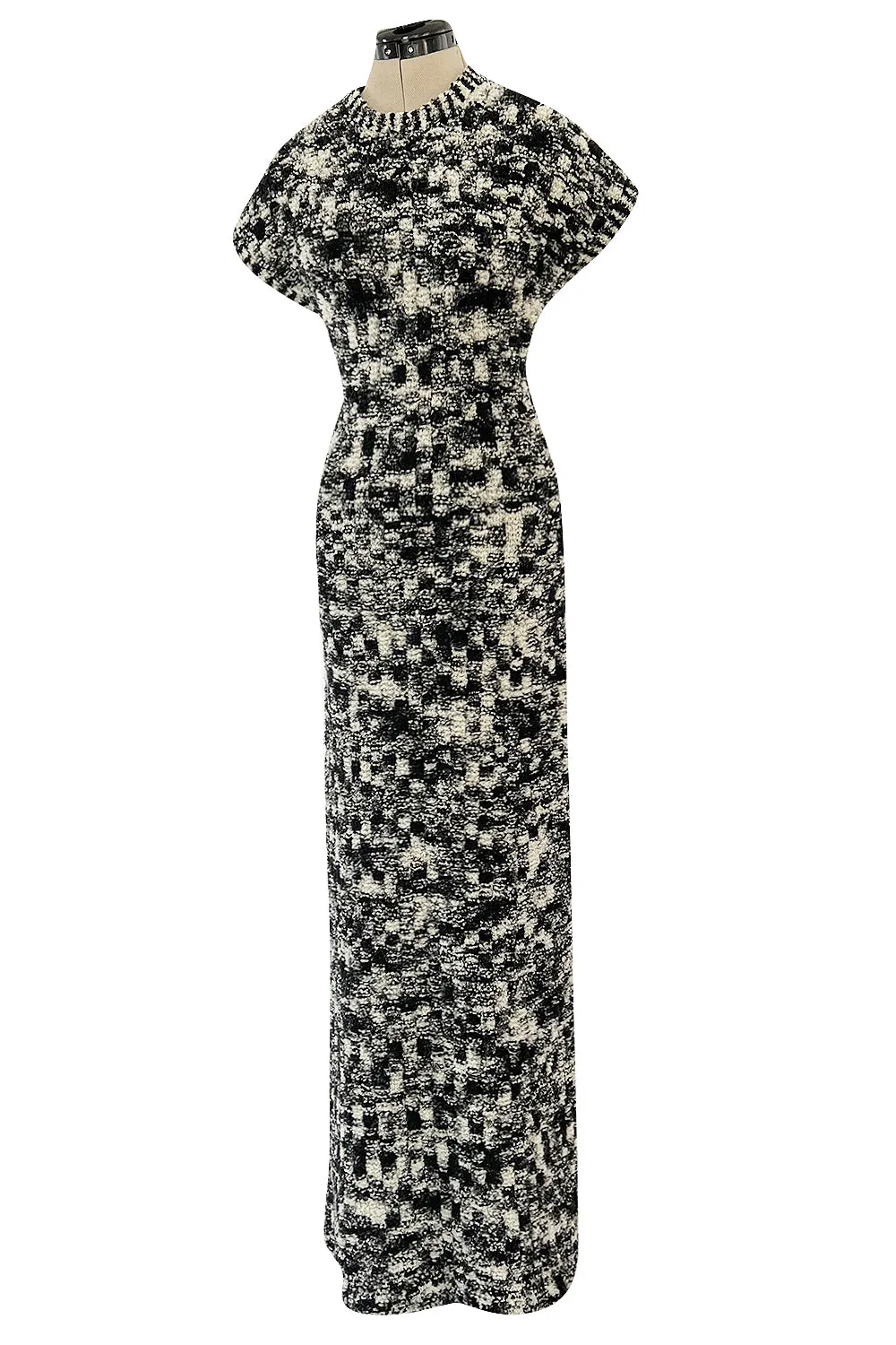 Runway Fall 2011 Chanel by Karl Lagerfeld Black & Ivory Knit Dress w Fringed Open Back