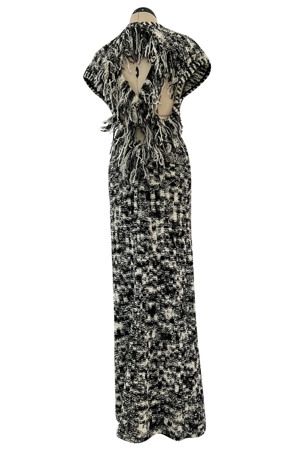 Runway Fall 2011 Chanel by Karl Lagerfeld Black & Ivory Knit Dress w Fringed Open Back