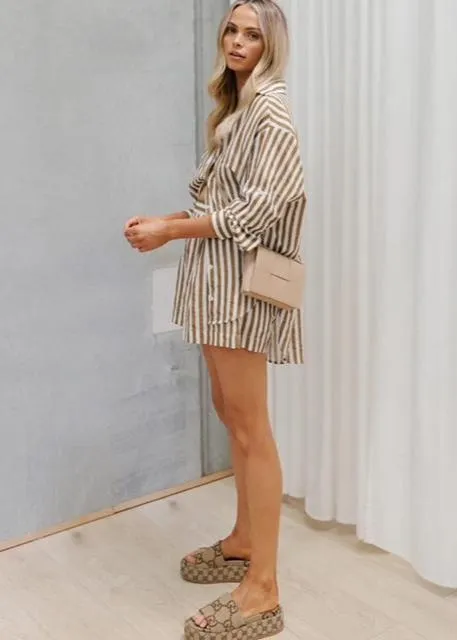 Rush Stripe Short Mocha