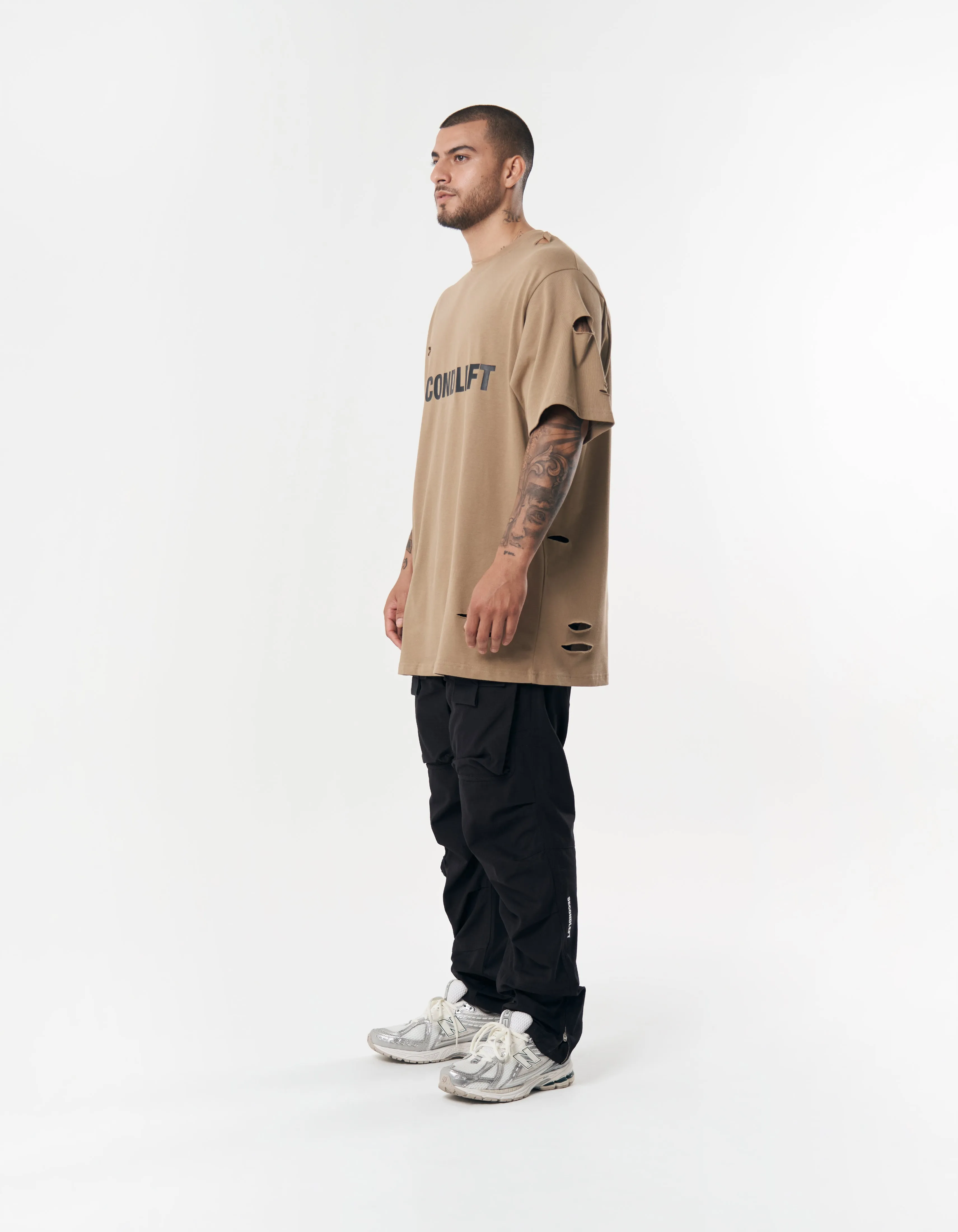 S1 Distressed Tee - Beige