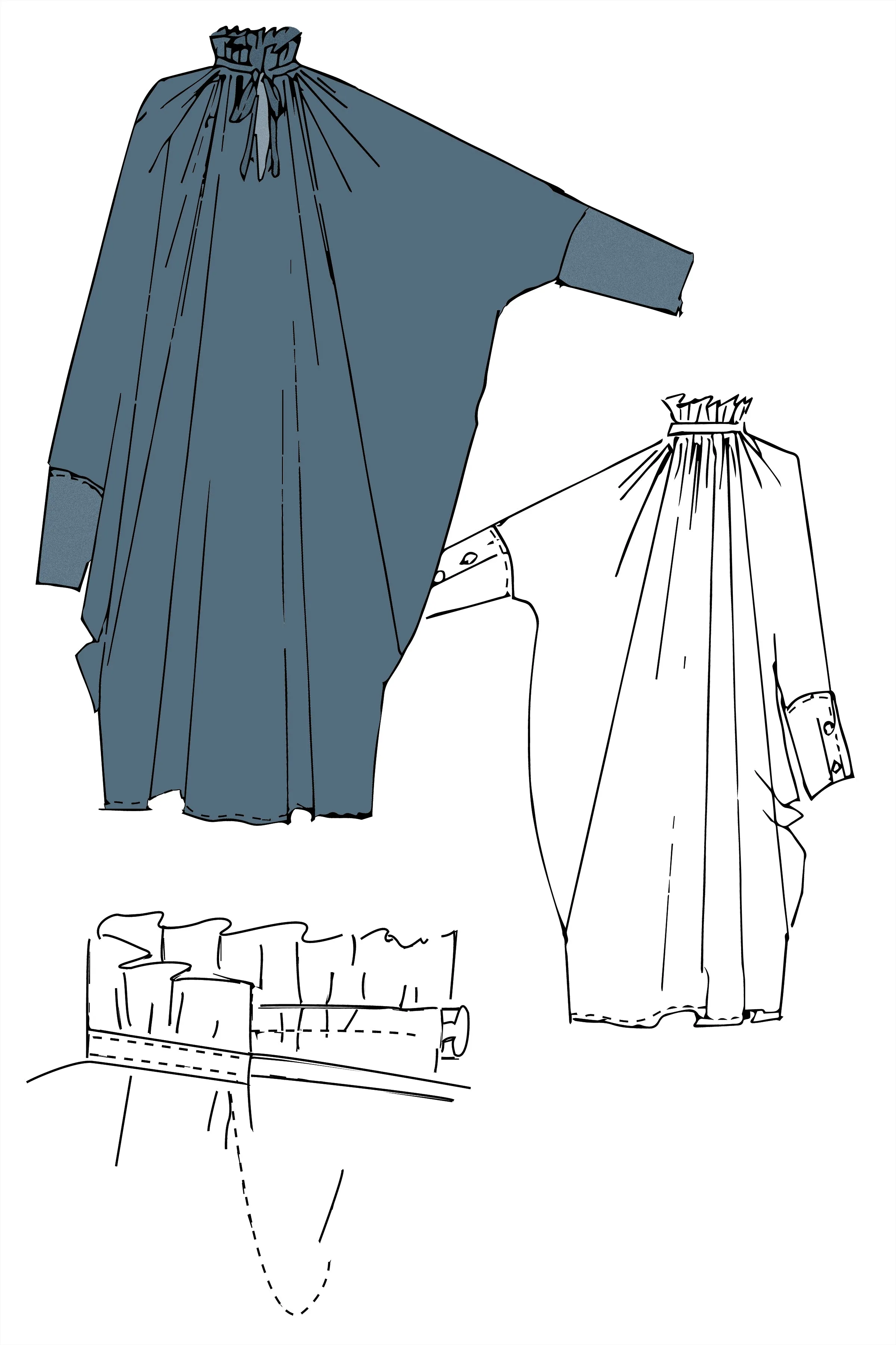 Sache Dress - Antique Blue Crepe
