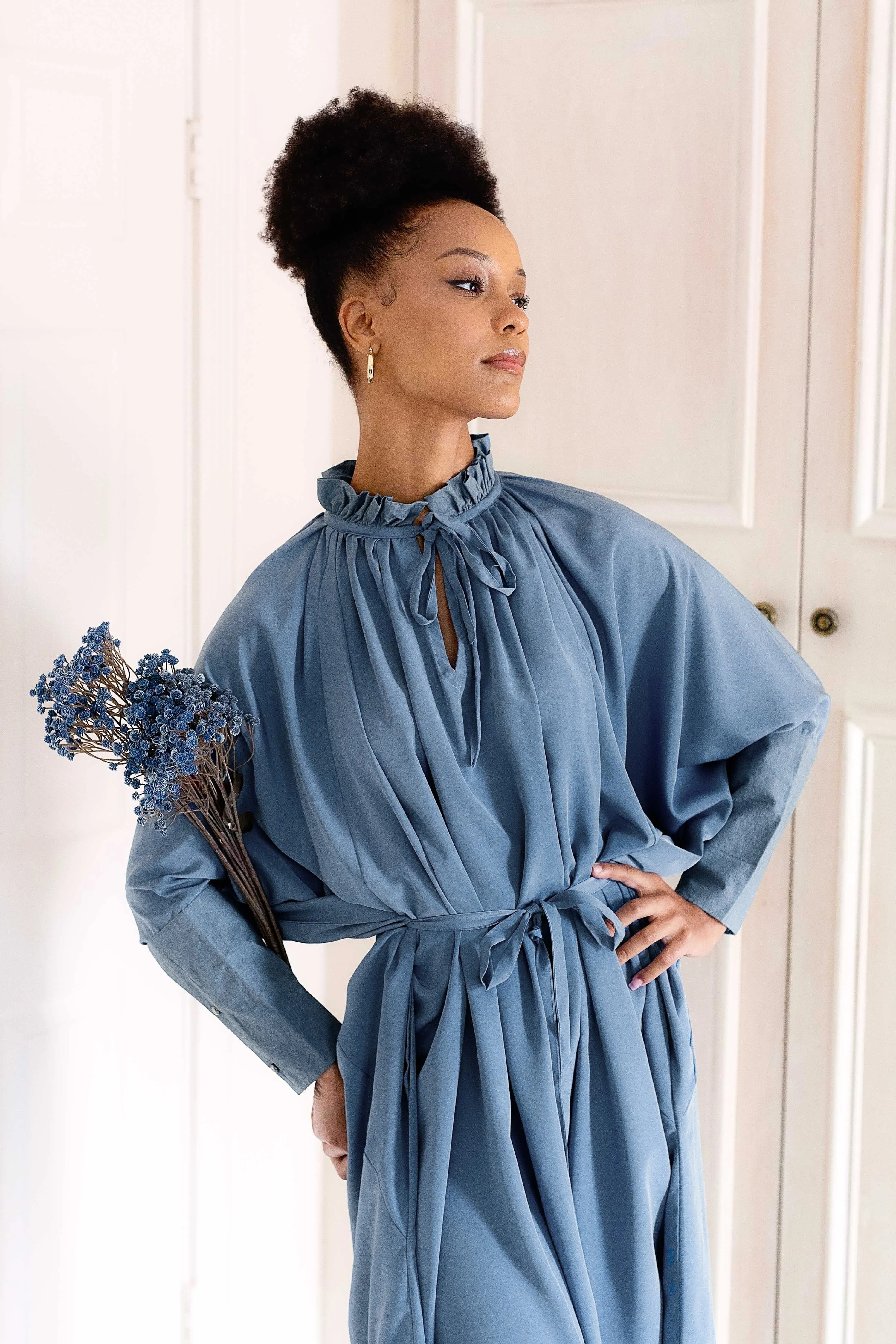 Sache Dress - Antique Blue Crepe