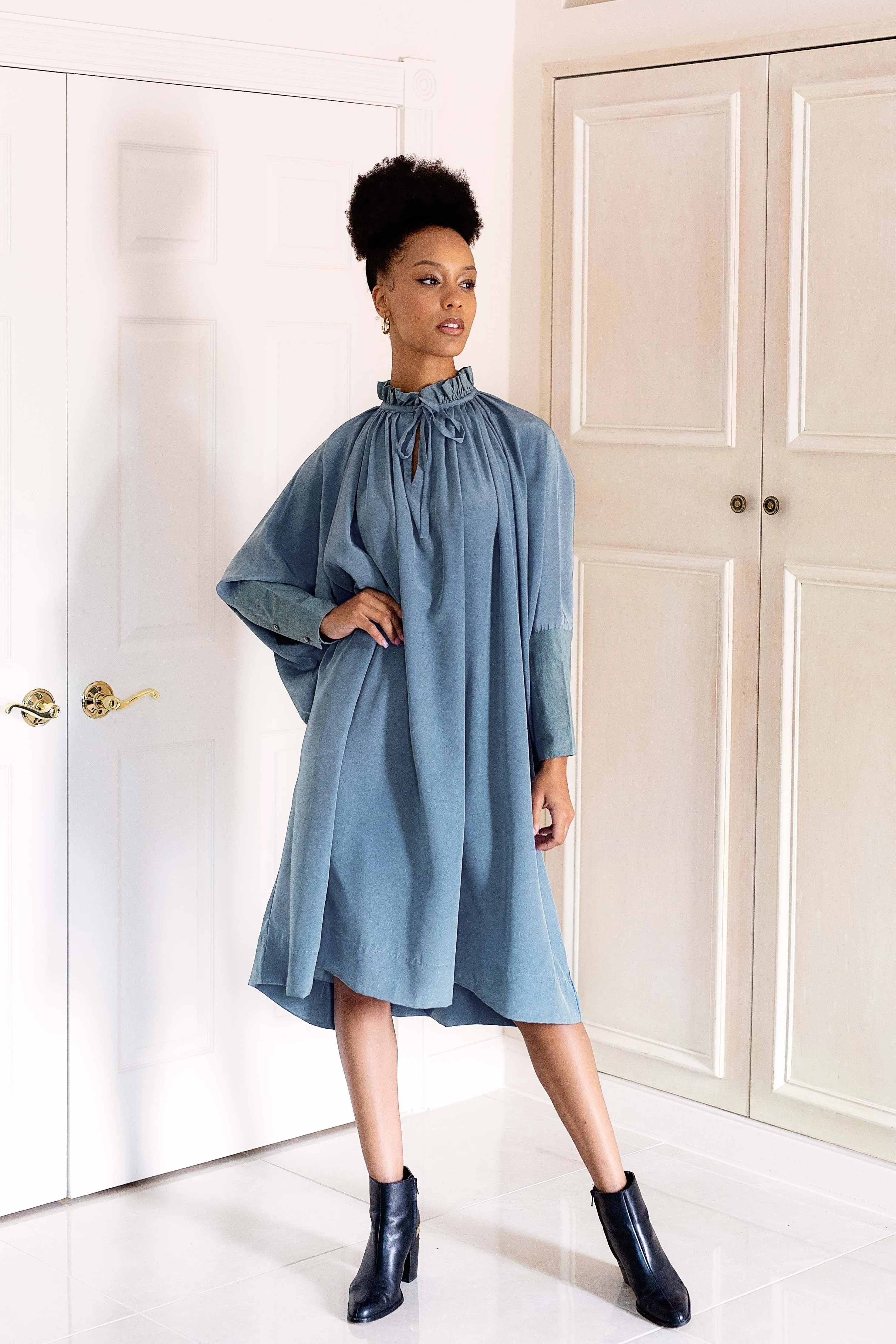Sache Dress - Antique Blue Crepe