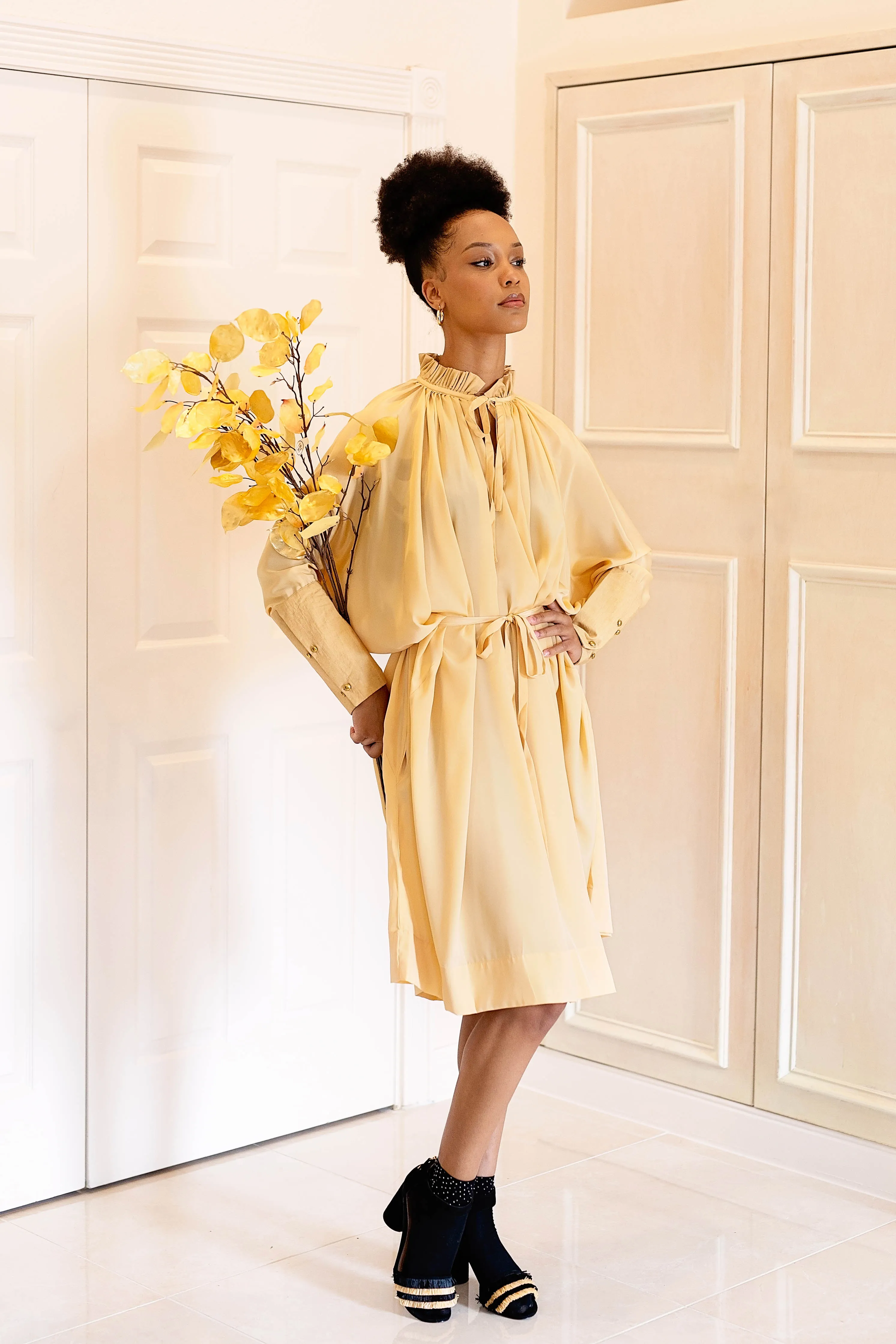 Sache Dress - Light Gold Crepe