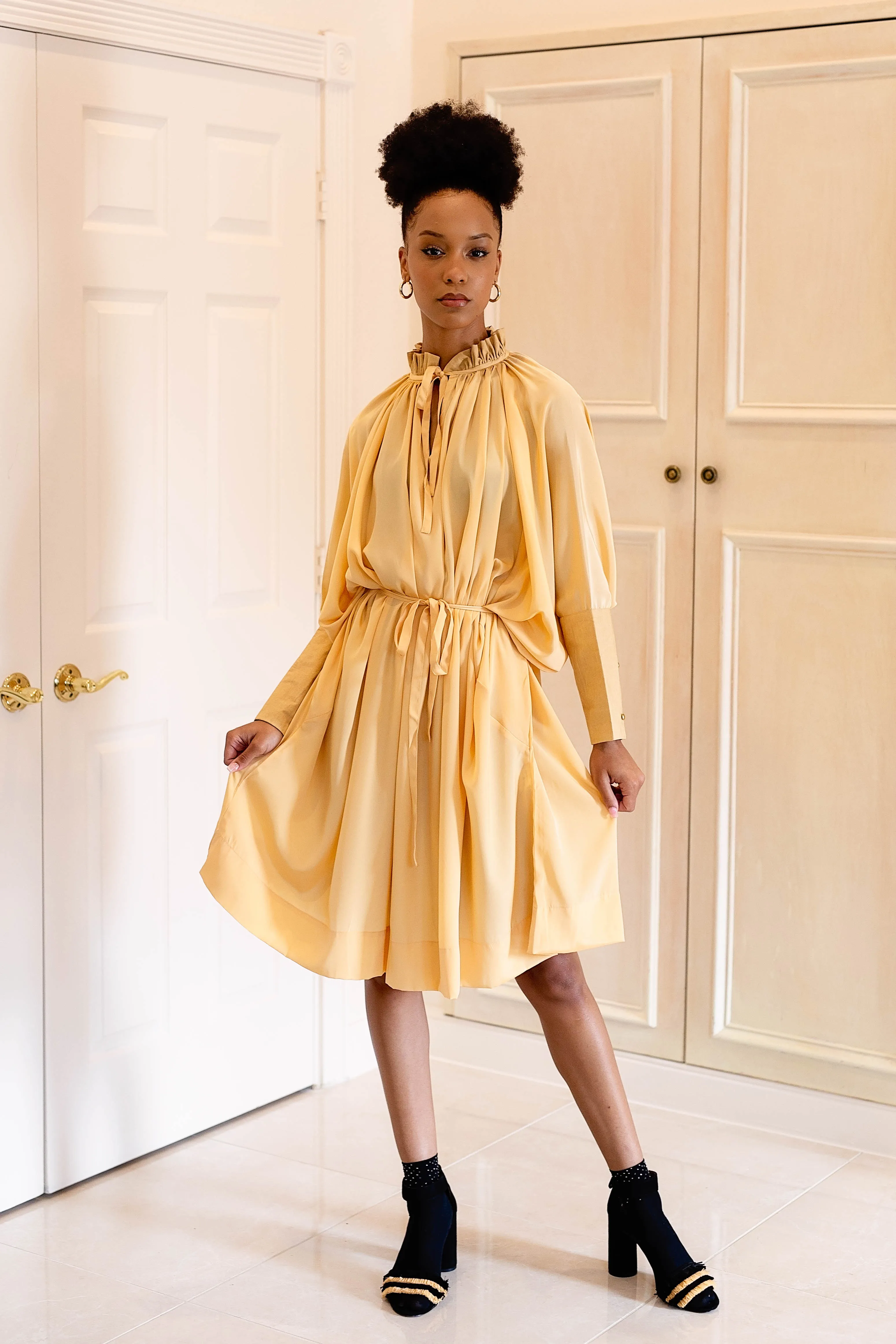 Sache Dress - Light Gold Crepe