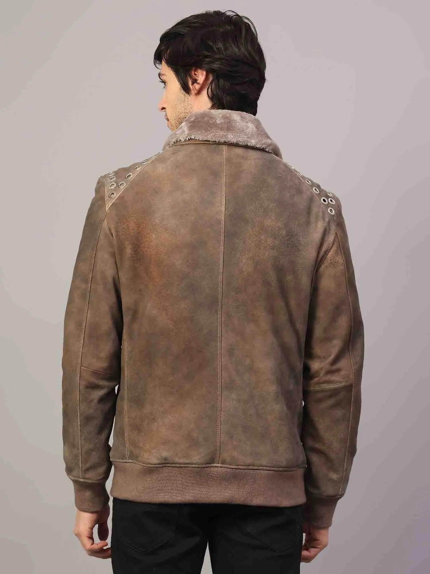 Saint Carter Grey Leather Men's Jackets