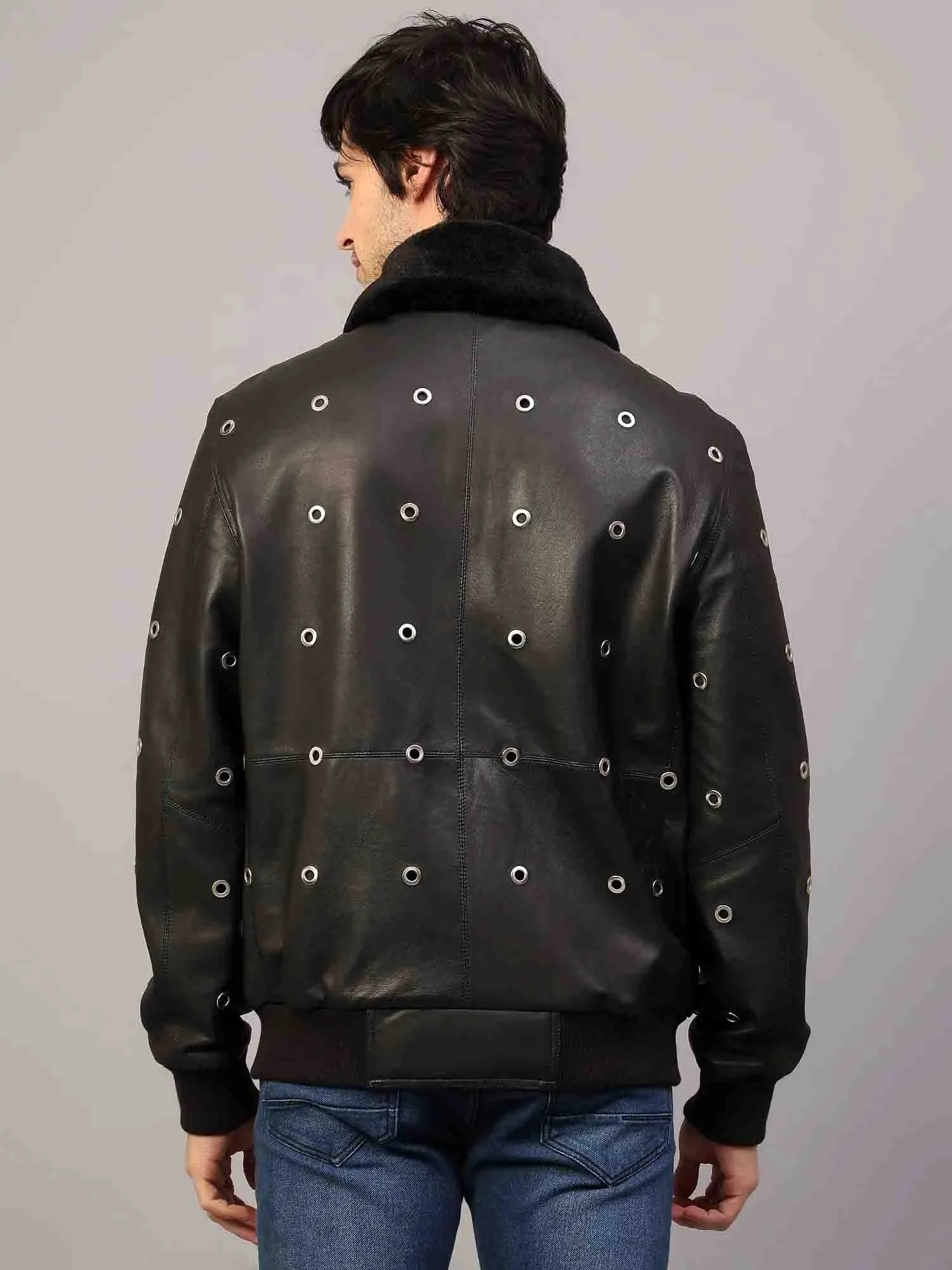 Saint Joshua Black Leather Men's Jackets