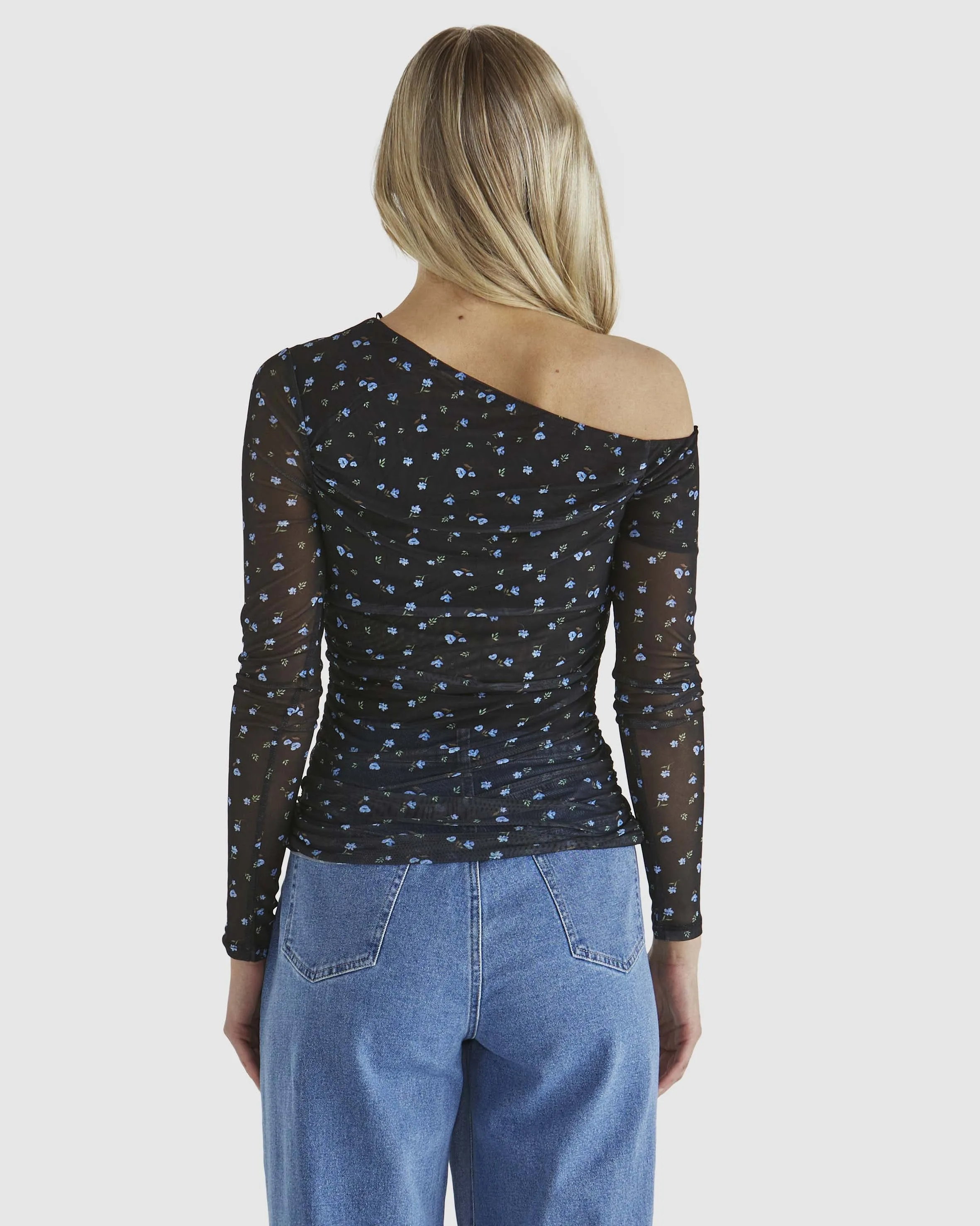 Sass Lauretta Mesh Top - Black Ditsy