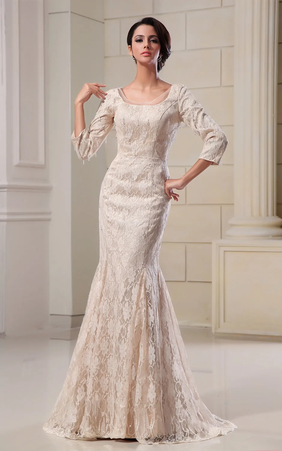Sassy Square-Neck Style Dress With Lace Appliques-GC_705173