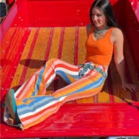 Serape Stripe Flare Denim jeans