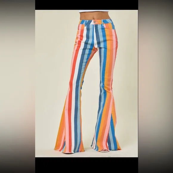 Serape Stripe Flare Denim jeans
