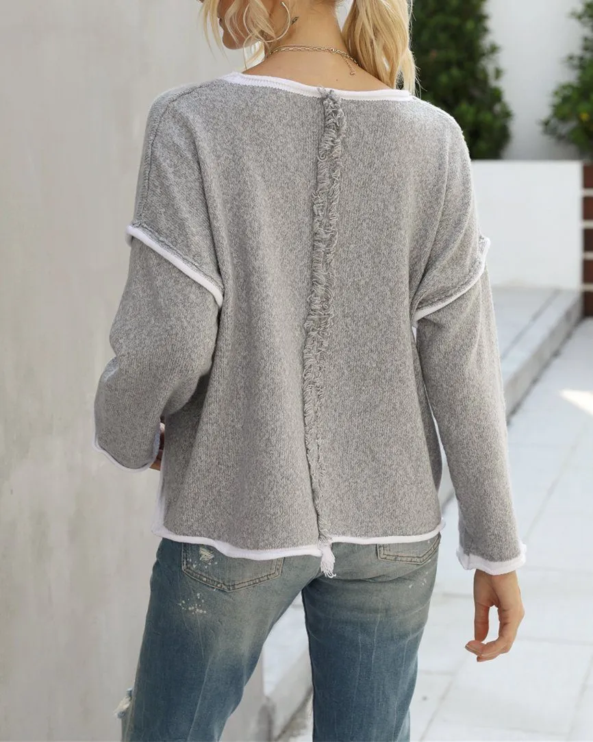 Signature Oversize Knit Sweater Top - Grey