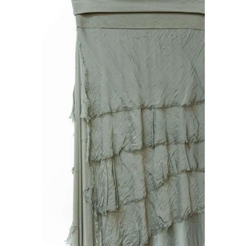 SILK LONG RUFFLE SKIRT