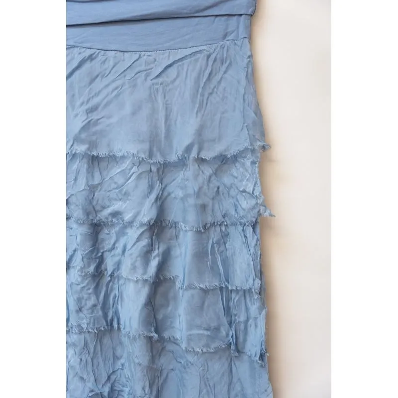 SILK LONG RUFFLE SKIRT