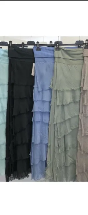 SILK LONG RUFFLE SKIRT