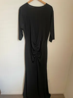 Silky V neck half sleeve flowy maxi dress