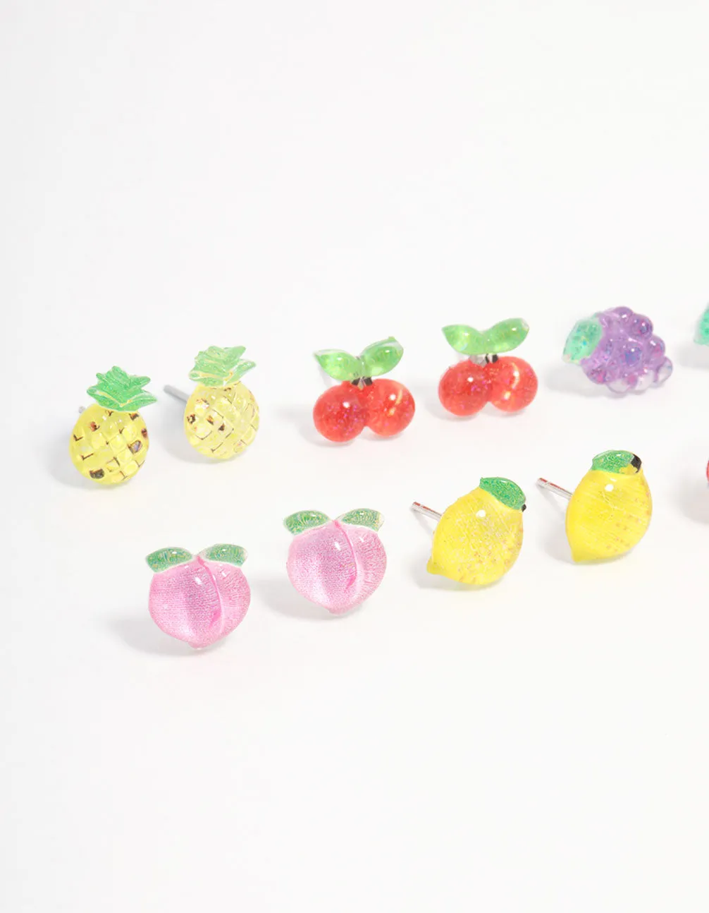 Silver Fruit Salad Earring 8-Pack