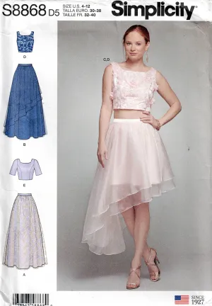 Simplicity 8868 Womens Evening  Formal Skirts & Lined Tops Out Of Print Sewing Pattern Size 6 - 14 UNCUT Factory Folded