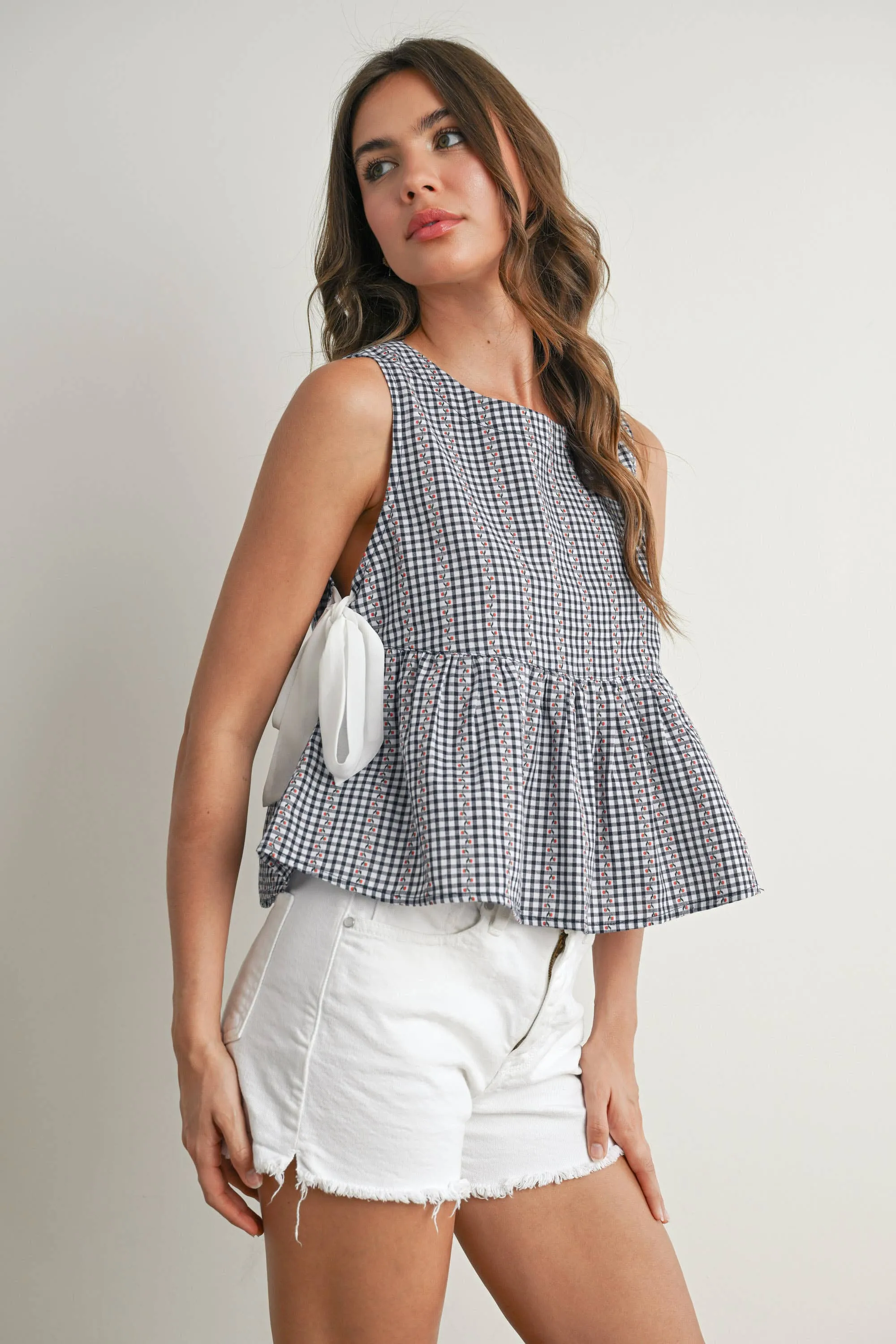 SKY MEADOW PEPLUM TOP